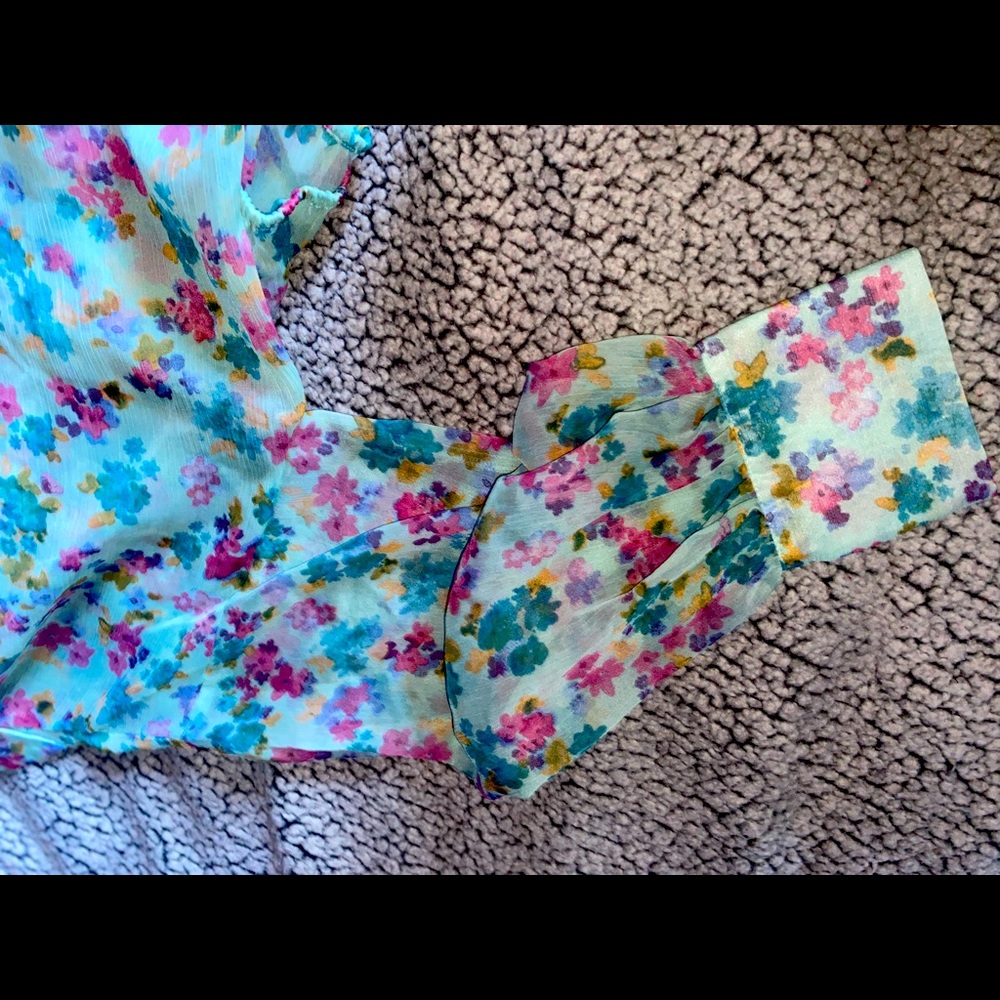 Zara sheer flower pattern shirt.